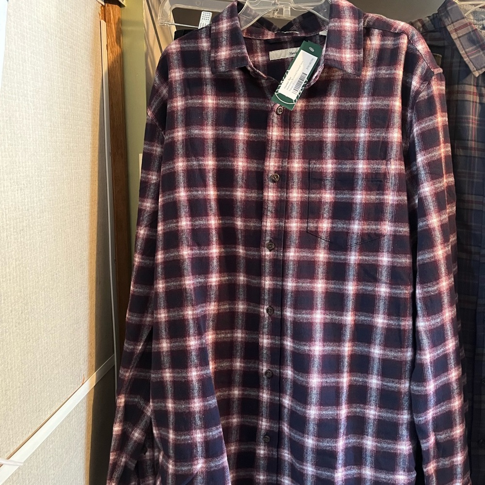 Hawker Rye - Navy Mahoney Brushed Flannel Shirt.  L, slim.  New with tags.